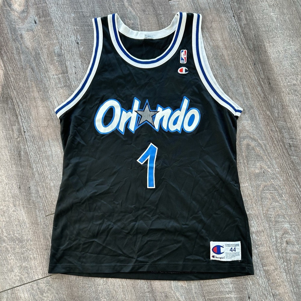 Vintage 90s Champion NBA Orlando Magic Penny Hardaway #1 Sz 44 Mens Black
